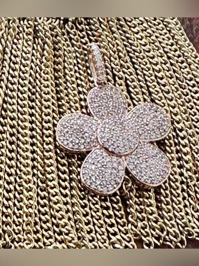 Rose Gold Pave Flower Pendant